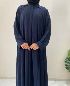 New Luxury Handmade Dubai <b>Black</b> <b>Lace</b> Trim Modest Vintage Breathable Abaya Matching Hijab Muslim Women Loose Ankle-Length Ramadan - Product Image 2