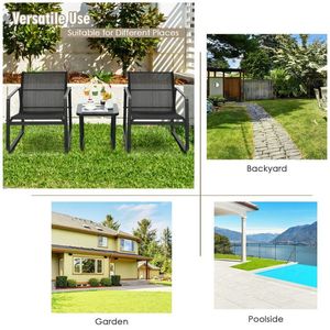 3-Piece Patio Bistro Furniture Set with Glass Top <b>Table</b> for <b>Garden</b> Deck - Product Image 3