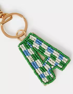 Embroidered Fabric <b>Keychain</b> with Bright Beads Unique Design Gift For Every Kind of Party color navy blue/golden and brown color - Product Image 1
