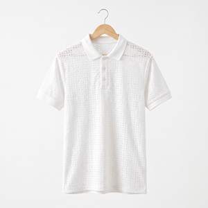 Polo pour homme en tissu ajouré d'été, respirant et décontracté, OEM ODM, vente en gros, usine, logo personnalisé, faible MOQ - Product Image 1