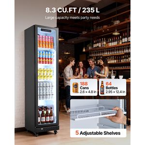 Enfriador de Bebidas Comercial con Puerta de Vidrio, Refrigerador Vertical de 8.3 Pies Cúbicos, Refrigerador Exhibidor - Product Image 2