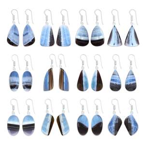 Elegant Women Owyhee Blue <b>Opal</b> Dangle <b>Earrings</b> Cute Minimalist Silver-Plated Gift Jewelry Wholesale - Product Image 2