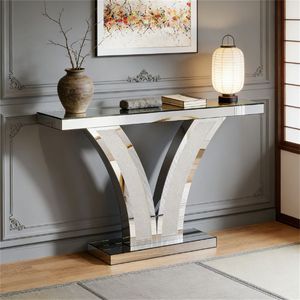 Mesa Consola Moderna en Forma de V con Escritorio de Almacenamiento Único y Características para Recibidor y Oficina en Casa - Product Image 2