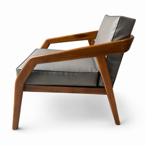 Fauteuil lounge ergonomique minimaliste en bois massif, style Mid-Century, avec coussin rembourré, en teck, pour salon, mobilier de maison écologique - Product Image 2