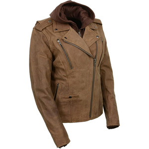 Chaqueta de Motociclista Clásica de Cuero Premium para Mujer, Estilo MC, SAMROZ SPORTS - Product Image 1
