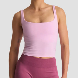 Cropped Sportswear Gym <b>Top</b> Sleeveless <b>Knitted</b> Polyester/Spandex Four Way Stretch <b>Ladies</b> Activewear Workout <b>Tank</b> <b>Top</b> Plain - Product Image 6