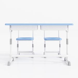 Ensemble de tables doubles pour deux personnes, mobilier de salle de classe universitaire, bureaux et chaises pour étudiants - Product Image 2