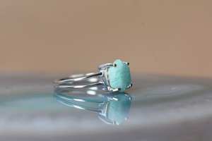 Bague hexagonale en amazonite à double bande en argent sterling 925, bague de fiançailles hexagonale unique en amazonite, bijoux - Product Image 3