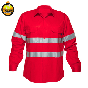 High Visibility Shirt Custom Logo Men's Reflective Safety Long Sleeve T Shirt Hi Vis Construction Workwear Shirt - Product Image 1
