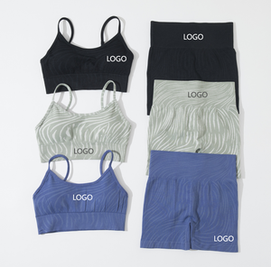 Conjunto de Yoga Estampado para Mujer, Top Corto y Leggings de Cintura Alta, Ropa Deportiva de Longitud Completa, Ropa de Entrenamiento, Sin Costuras, Spandex, Poliéster, Conjunto de 2 Piezas - Product Image 2