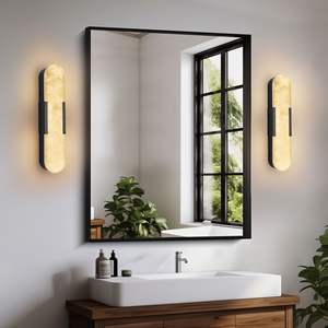 19.7\" Natural Marble Wall <b>Sconce</b> Modern Indoor Black <b>Sconces</b> Set for Bathroom Living Room Bedroom Hallway Stairs Wall <b>Lighting</b> - Product Image 2