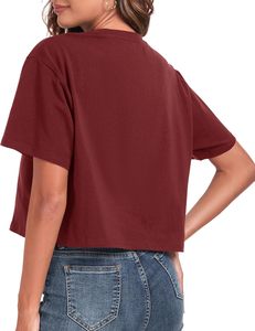 Camiseta Corta de Verano para Mujer, Cuello Redondo, Manga Corta, Algodón Suave, Corte Ajustado, Estilo Baby Tee, Impresión Personalizada, Producción OEM ODM - Product Image 3