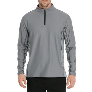 Chaqueta de invierno para hombre, estilo urbano, suave y elástica, de manga larga, con cremallera 1/4, capa intermedia, cortavientos, impermeable, transpirable, delgada, con cuello alto. - Product Image 4