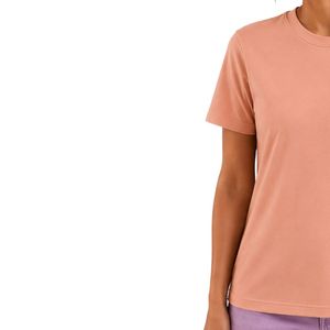 Manufacturer Custom <b>Peach</b> Pink Womens TShirt With Custom Logo Short Sleeve Round Neck Casual <b>Top</b> Soft Fabric Summer Fashion Wear - Product Image 3