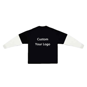 เสื้อยืดแขนยาวสองชั้นแบบหนาพิเศษสั่งทำได้ OEM เสื้อยืดสองชั้นสไตล์ฮิปฮอปสำหรับทุกเพศ - Product Image 1