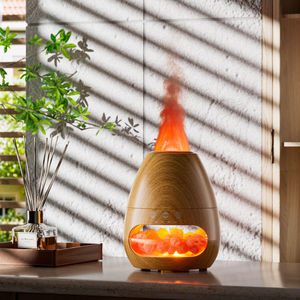 Lampe de Sel de l'Himalaya Naturelle Populaire 2024, Diffuseur d'Arômes Flamme, Humidificateur, Veilleuse, Coffret Cadeau Décoratif, Purificateur d'Air, Diffuseur de Flamme en Gros - Product Image 2