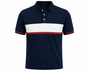 Chemise décontractée à manches courtes pour homme, unie, bleu marine, blanc, rouge, en tissu jersey respirant, polyester/coton, anti-plis - Product Image 1