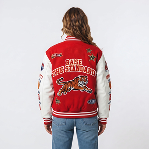 Vestes universitaires personnalisées pour femmes, vestes universitaires oversize, vestes universitaires style Letterman, vente en gros, patchs brodés, vestes universitaires de baseball - Product Image 2