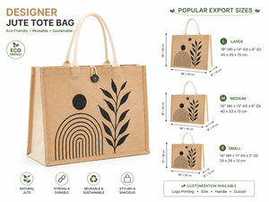 Designer Laminated Jute Tote <b>Bag</b> Eco Friendly Reusable Shopping <b>Bag</b> Custom Logo Large Button Closure Promotional Exhibition Bulk - Product Image 6