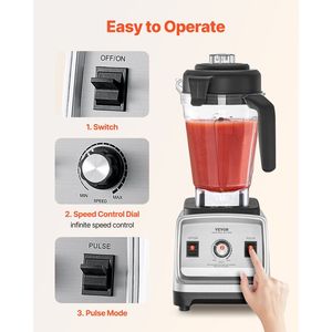 Licuadora Profesional de 85 oz y 1400 W para Smoothies, Multifuncional, con Motor Potente de 1400 W, Licuadora para Procesamiento de Alimentos - Product Image 5