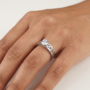 Anillo de Compromiso de Diamante Cultivado en Laboratorio con Corte Brillante Redondo para Mujer DIFF LR-0097, Platino, Certificado IGI, Estilo de Lujo - Product Image 4