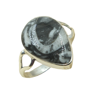 Natural Zebra Jasper Gemstone 925 Silver <b>Ring</b> Handmade Teardrop Cabochon Stone <b>Statement</b> <b>Ring</b> Vintage Boho Jewelry Women Gift - Product Image 1