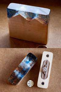 Boîte à bagues en bois et résine faite à la main, double compartiment unique, pour fiançailles, mariage, vente en gros - Product Image 6
