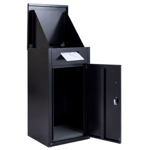 Cassetta Postale e Box per Consegna Pacchi 2-in-1 in Acciaio Zincato Nero con Serratura a Chiave per Uso Esterno - Product Image 3
