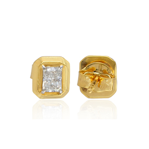 14K Solid Gold Lab Grown Diamond <b>Stud</b> Earrings <b>Emerald</b> Cut Solitaire Diamond Earrings Wholesale - Product Image 2