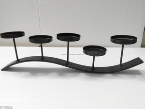 5 Plate Heavyweight <b>Black</b> <b>Metal</b> Iron <b>Candle</b> <b>Holder</b> for Weddings Birthdays & Parties Home Decor Table Centerpiece - Product Image 4