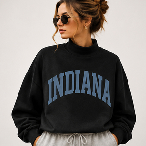 Women's <b>Black</b> <b>Turtleneck</b> Sweatshirt Custom Letter Print Oversized Knitted Cotton Pullover Winter Autumn Wear Sweatshirts - Product Image 1