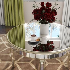 47.24 \ "tavolo da pranzo rotondo in vetro con specchio mobili eleganti ed eleganti per la casa - Product Image 5