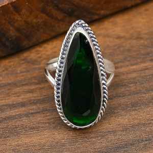 Bague en diopside chromée, argent sterling 925 massif, faite à la main, bijou en pierre naturelle, cadeau pour femme - Product Image 1