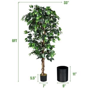 Albero di Ficus Artificiale in Seta di 1,8 Metri, Elegante Prodotto Decorativo per Interni - Product Image 4