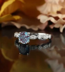 Cut Alexandrite 14K Gold Plated <b>Silver</b> Luxury Vintage Style Engagement Wedding Party Promise <b>Ring</b> Color Change Gemstone Women - Product Image 4