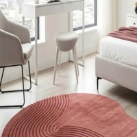 Moderner Roter Abstrakter Teppich Unregelmäßige Form Handgetufteter Teppich 3D-Textur Minimalistischer Designer-Teppich für Wohnzimmer Schlafzimmer Dekoration