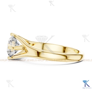 Anillo de compromiso solitario con diamante cultivado en laboratorio, corte redondo, E VVS2, certificado IGI, en oro macizo con engaste de corona, estilo filigrana vintage. - Product Image 3