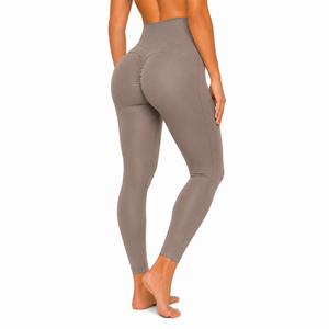 Leggings taille haute couleur unie, longueur intégrale, extensibles, respirants, effet ventre plat, rehaussement des fesses, style sportif, tricotés sans couture - Product Image 6