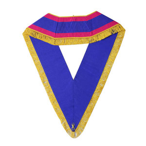 Collier de cérémonie maçonnique vintage rectangulaire de haute qualité avec franges dorées – Ruban de col de qualité supérieure - Product Image 3