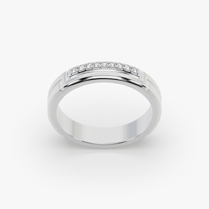 Silver Moissanite Engagement Gift Wedding <b>Band</b> Round Brilliant Cut Prong Setting Geometric Classic Unisex <b>Ring</b> - Product Image 2