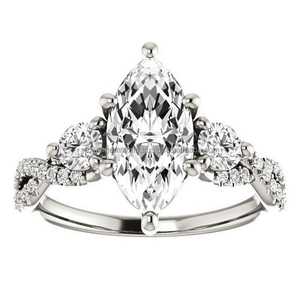 Suministro directo de fábrica de Plata de Ley 925 con anillo de compromiso de moissanita de corte Marquesa de 3,08 quilates del exportador indio - Product Image 6