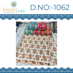 Tissu crêpe naturel HONEY LACE de haute qualité, non tissé, tricoté chaîne, poids moyen, polyester/nylon/métallique, avec motifs floraux/perles, pour mariage - Product Image 2