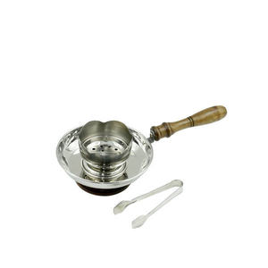 Wholesale Portable Silver Metal <b>Bakhoor</b> Burner with Wood Handle Bulk Arabian Mabkhara <b>Oud</b> Incense Holder Set with Tongs - Product Image 1
