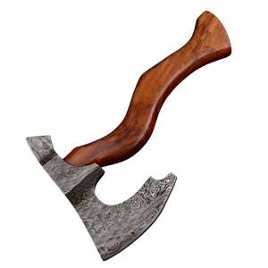 Hacha de Acero de Damasco con Mango de Madera y Funda de Cuero, Hacha de Caza de Grado Industrial para Exteriores - Product Image 4