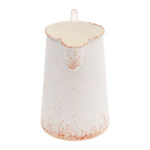 Vase de table en métal rustique Fresh Bloom avec poignée, finition blanche mouchetée - Product Image 3