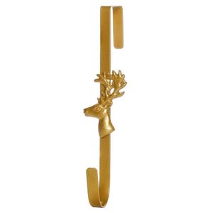 Crochet de porte tête de cerf dorée, décoration de Noël classique, support décoratif en laiton artisanal - Product Image 1