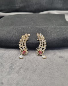 Pendientes de Oreja con Forma de Hoja y Flor, Adornados con Piedras Ovaladas, para Mujer, Chapados en Oro Antiguo, Joyería de Moda, Estilo Étnico - Product Image 4