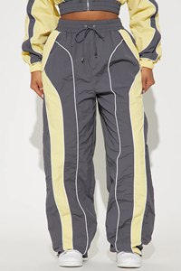 Nouvelle arrivée : veste coupe-vent imperméable personnalisée pour femme, avec surpiqûres contrastées, pantalon coupe-vent, ensemble en nylon pour femme - Product Image 3