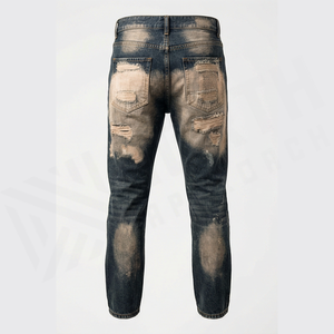 Jean en denim déchiré coupe slim taille haute pour homme, style décontracté en coton, idéal pour l'automne - Product Image 4