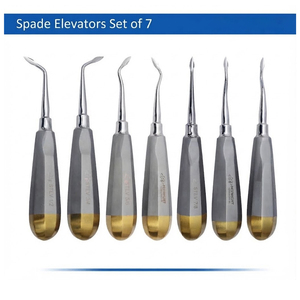 ชุดอุปกรณ์ถอนฟันแบบโค้ง ยี่ห้อ Pacho Industry GERMAN DENTAL รุ่น TOOTH SPADE CONCAVE ROOT TIP ELEVATOR จำนวน 7 ชิ้น ได้รับการรับรองมาตรฐาน CE ใช้งานได้ยาวนาน ทนทาน และนำกลับมาใช้ใหม่ได้ - Product Image 3